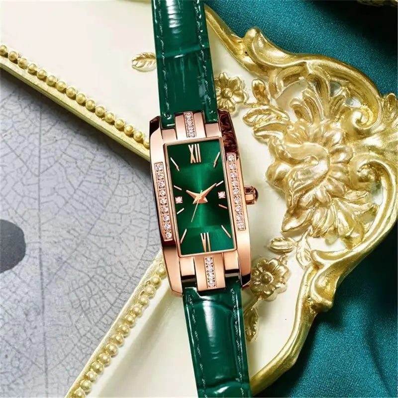 Orologio da Donna al Quarzo Elegante Quadrante Quadrato con Cinturino in Similpelle