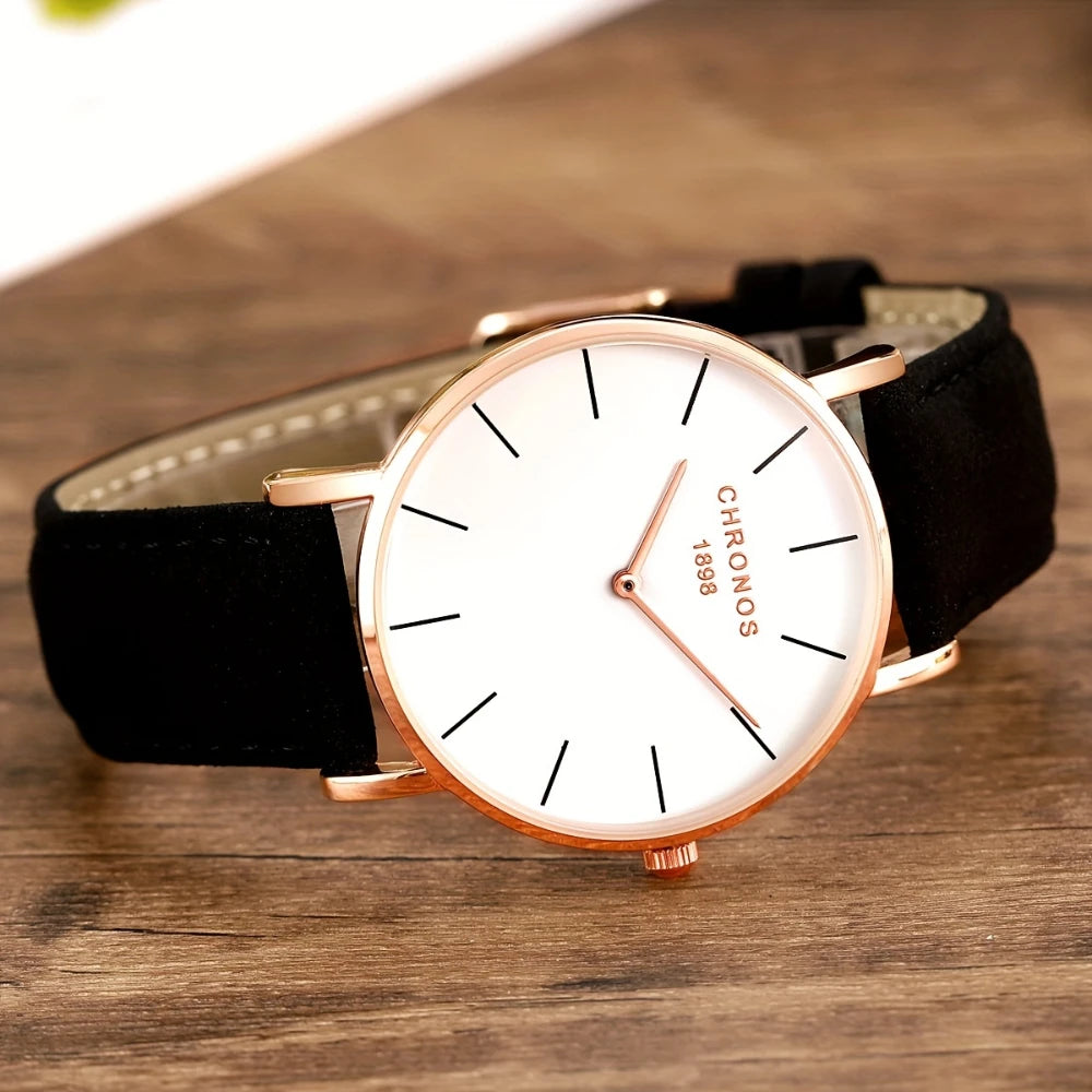 Orologio Uomo Elegante Classico Analogico Quarzo Cinturino Similpelle Moda Casual