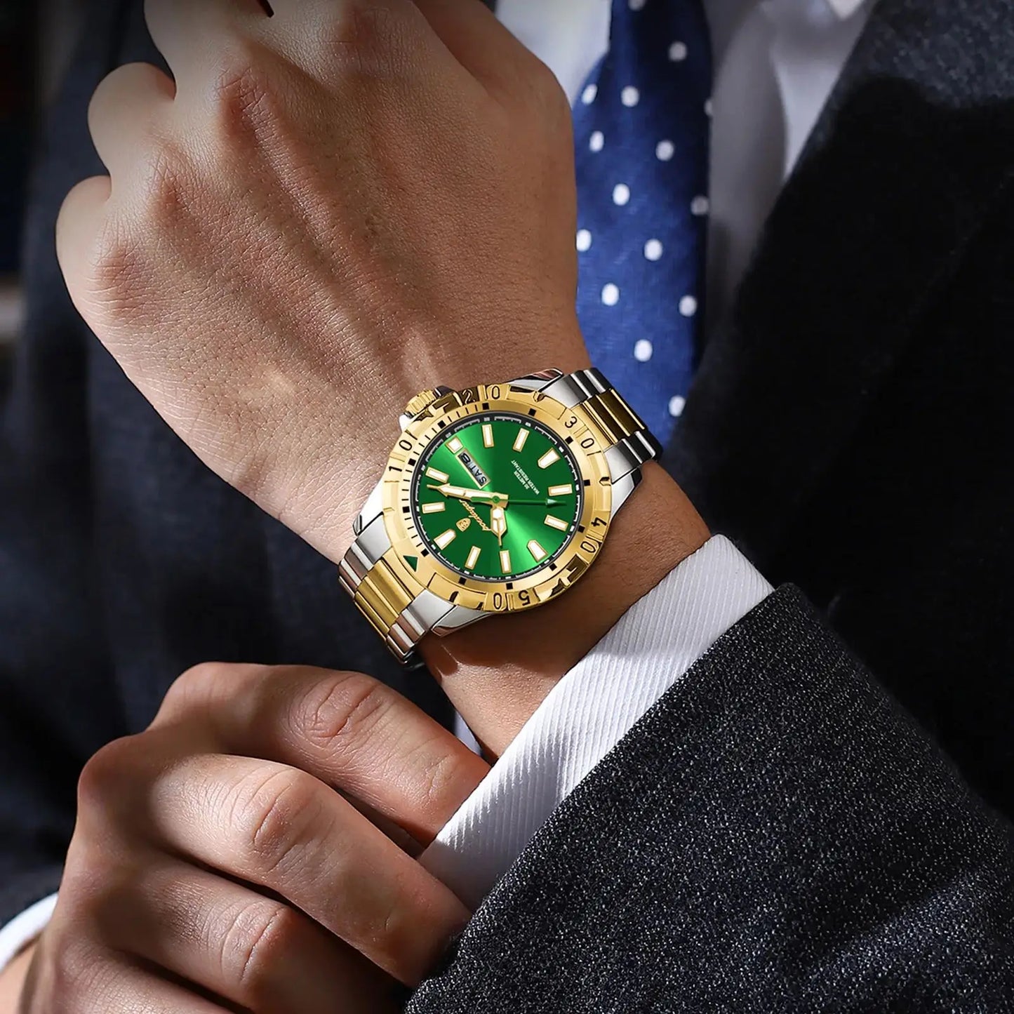 Orologio Uomo Quarzo Moda Casual Acciaio Data Lancette Luminose
