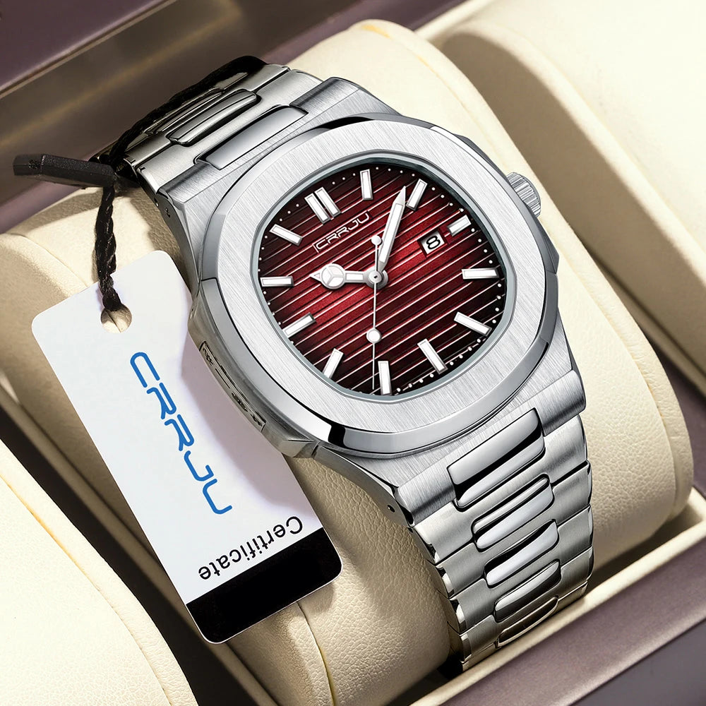 Orologio Uomo Acciaio Quarzo Con Data Moda Casual Elegante Quadrante 39mm