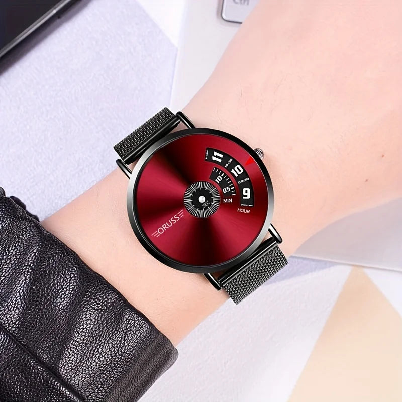 Orologio Uomo Moda al Quarzo Cassa Rotonda Cinturino in Lega Elegante
