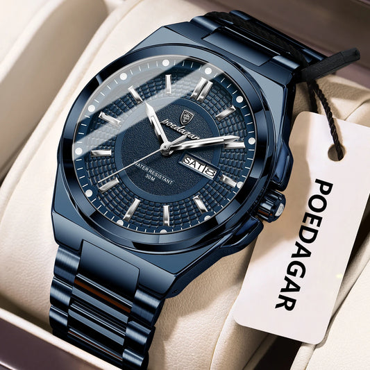 Orologio Uomo Acciaio Quarzo Classico Elegante Moda Casual Data