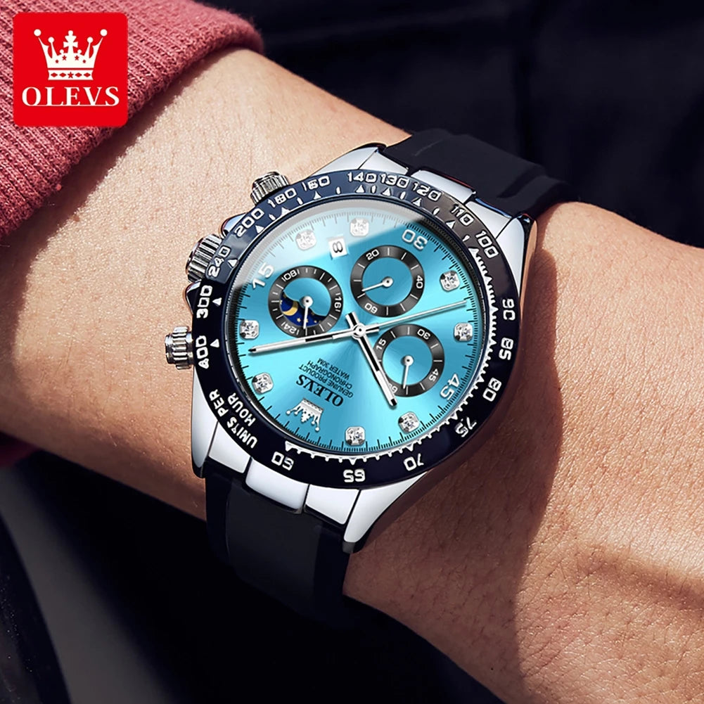 Orologio Uomo Quarzo Cronografo Data Cinturino Silicone Sportivo Elegante