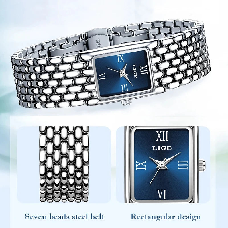 Orologio Donna Quarzo Acciaio Inox Rettangolare Elegante