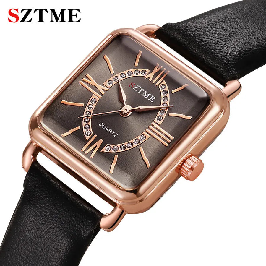 Orologio Donna Quarzo Similpelle Quadrante Quadrato 33mm Elegante
