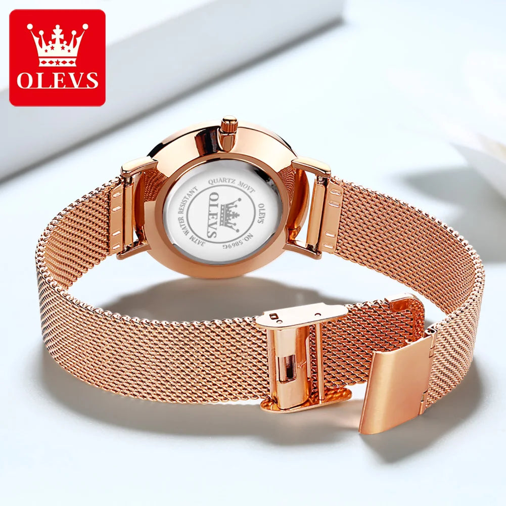 Orologio Donna Quarzo Moda Cinturino Maglia Acciaio Casual Elegante Slim