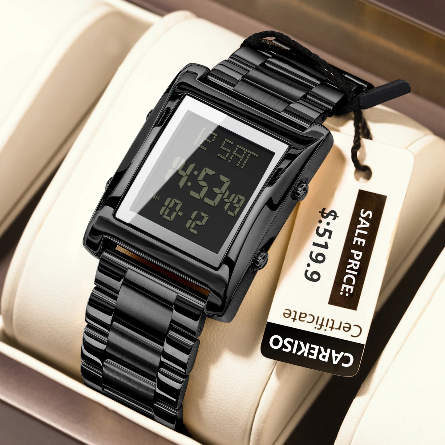 Orologio Uomo LED Digitale in Acciaio con Sveglia Cronografo Data Display Moda