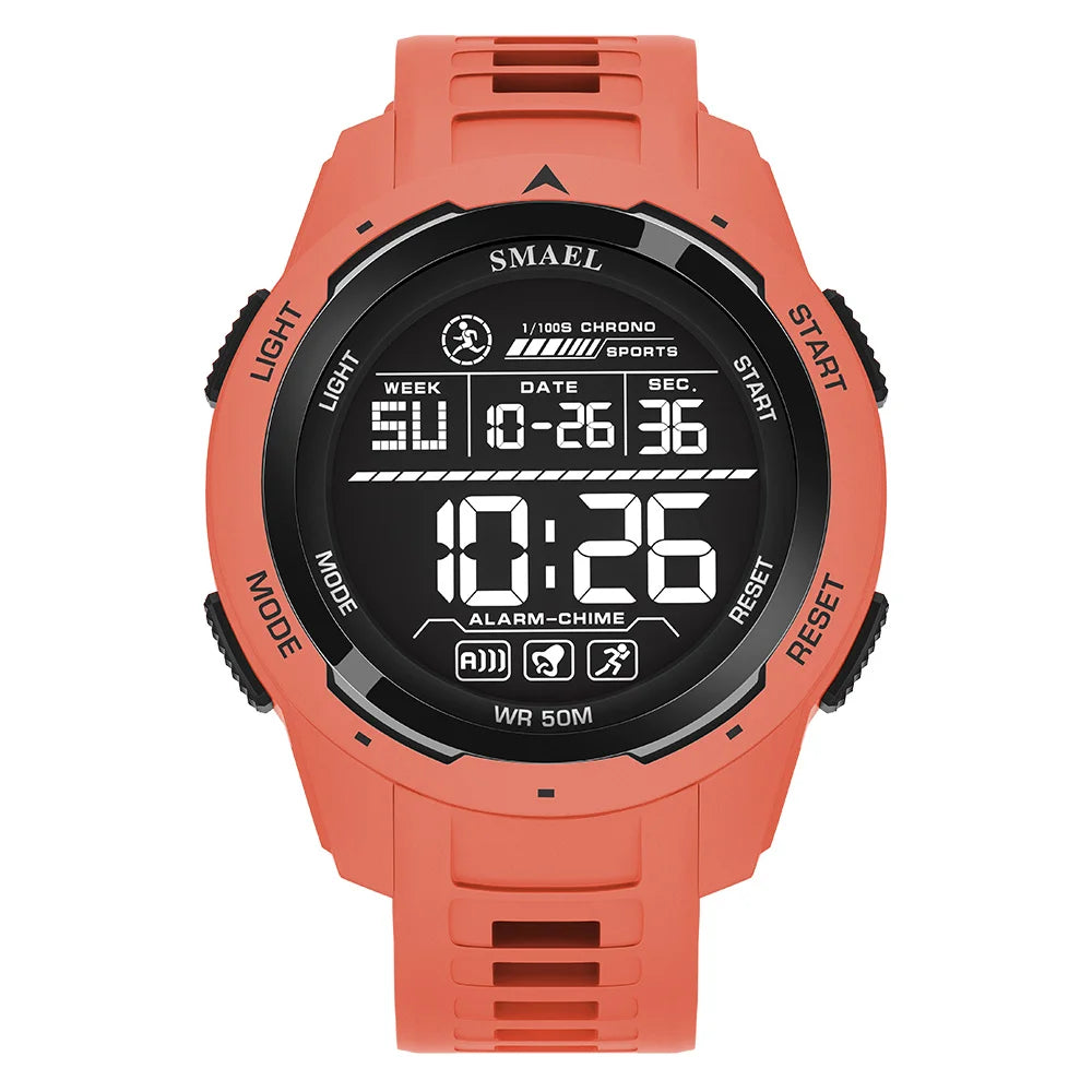 Orologio Digitale Uomo – LED, Sveglia, Cronometro, Impermeabile 5ATM In Gomma Rinforzata