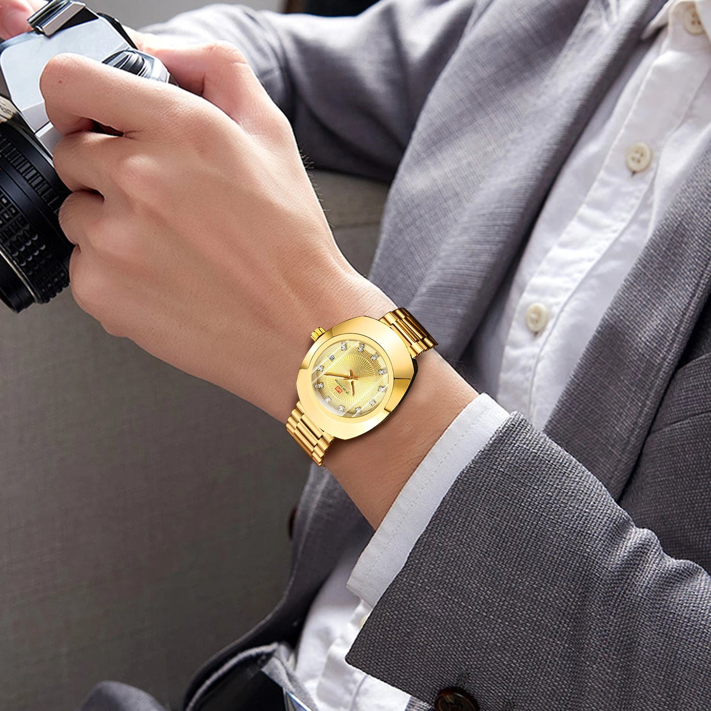 Orologio Uomo Quarzo Acciaio Business Elegante Con Data Quadrante 42mm
