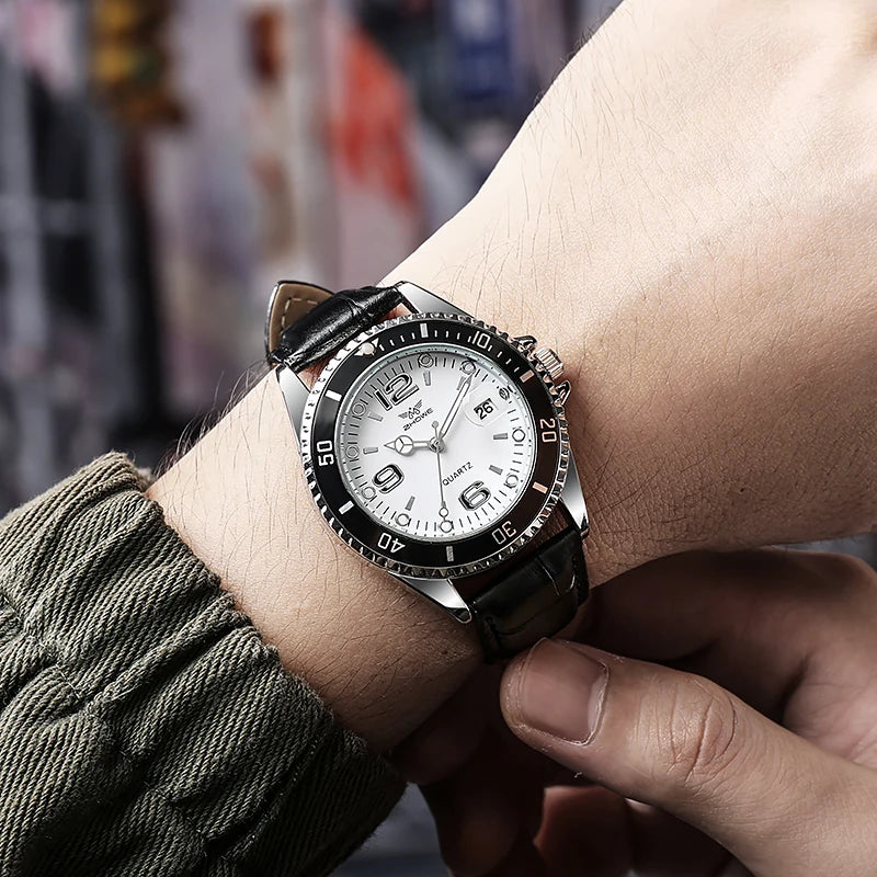 Orologio Uomo Quarzo Con Data Cinturino In Similpelle Elegante Casual