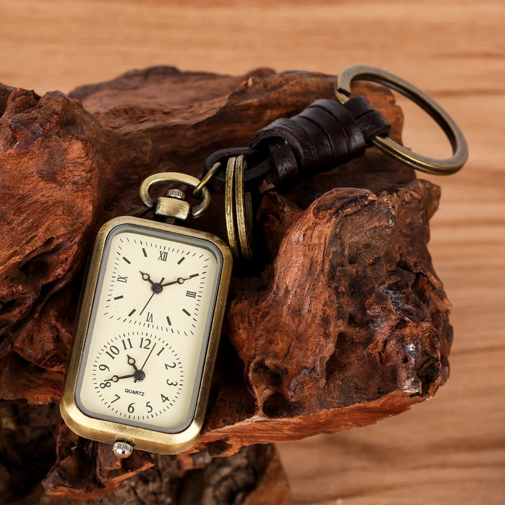 Orologio da Tasca Vintage al Quarzo Portachiavi Unisex Retrò
