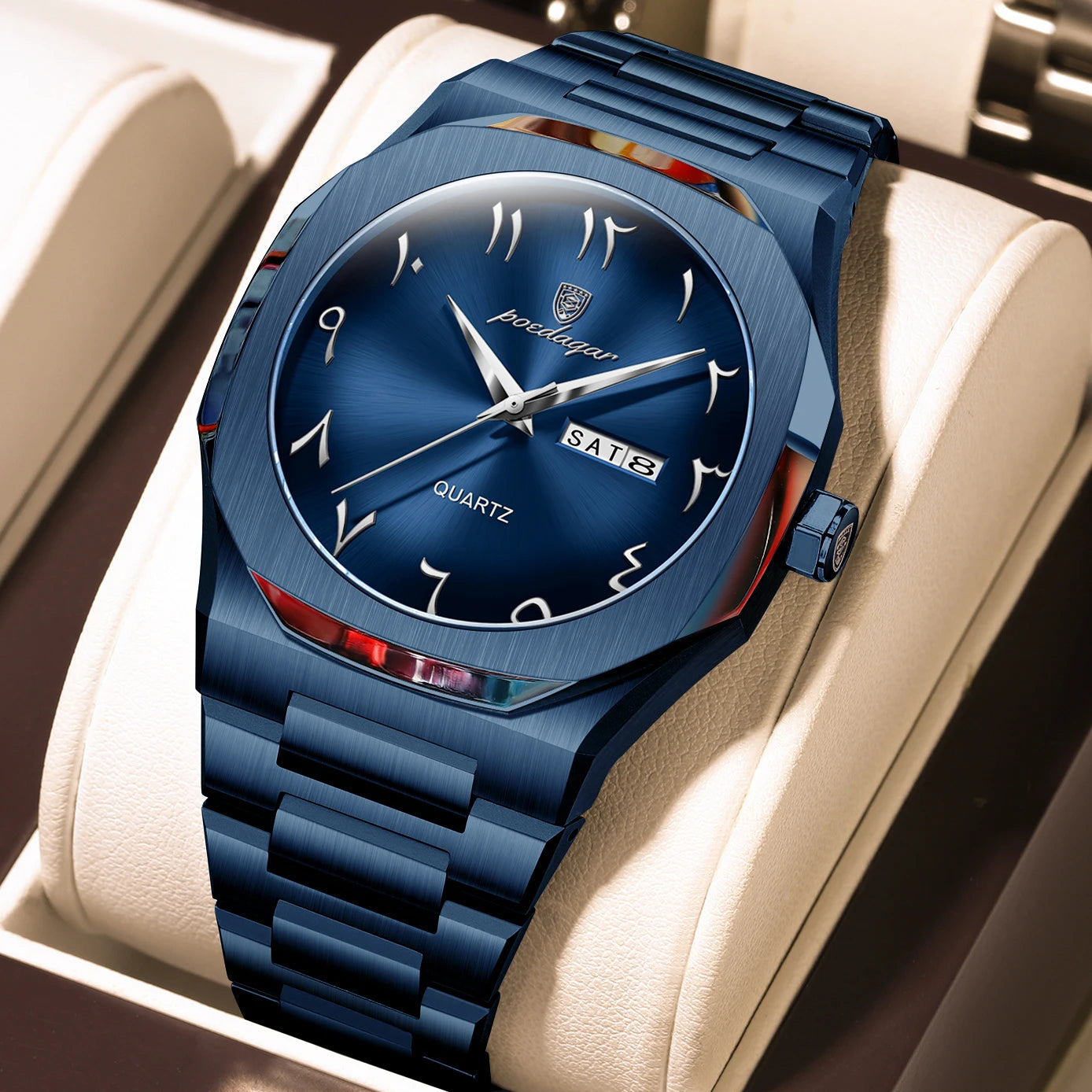 Orologio Uomo Cinturino e Cassa Acciaio Quarzo con Data Elegante Moda Casual