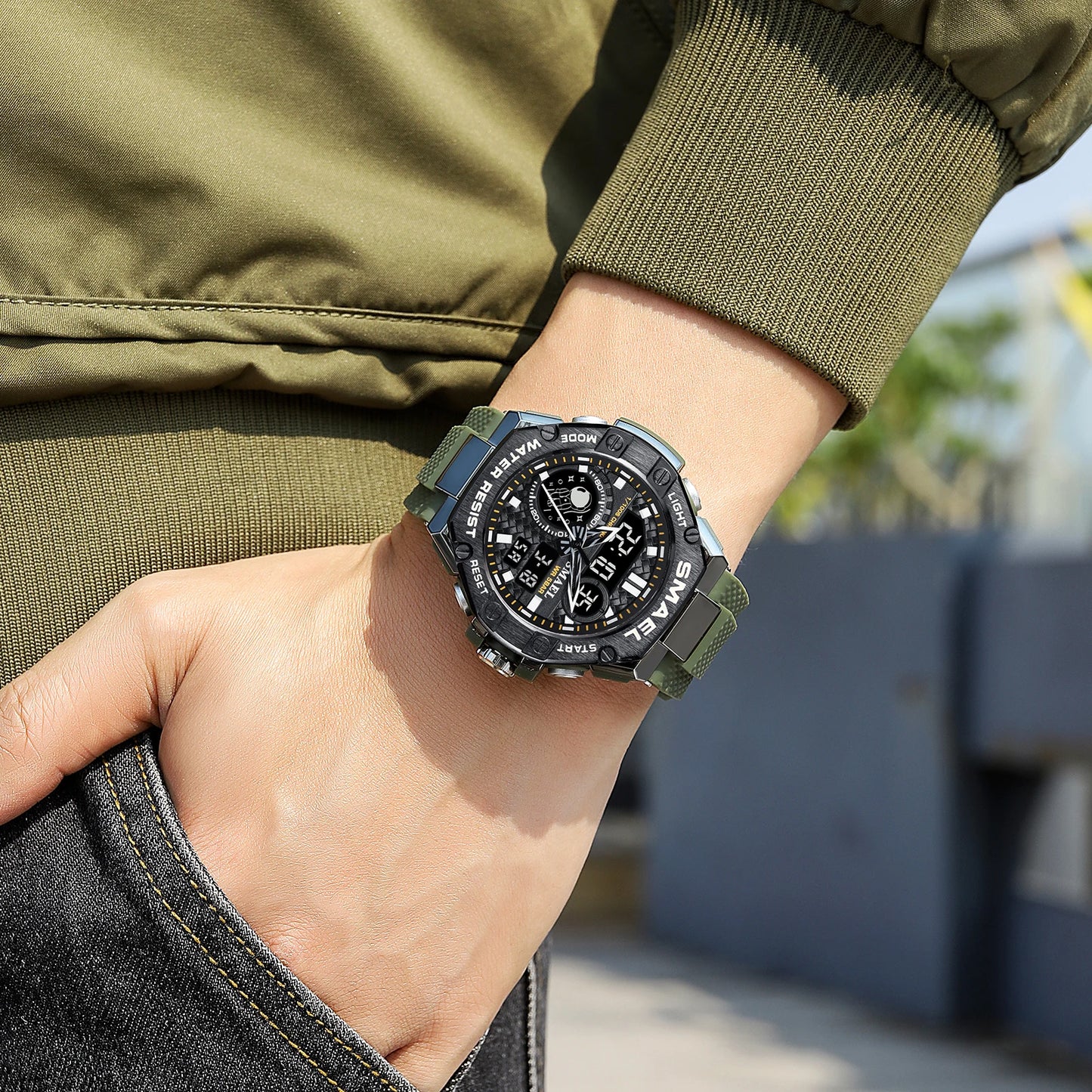 Orologio Digitale Uomo Sportivo LED Multifunzione Sveglia Cronometro Resistente