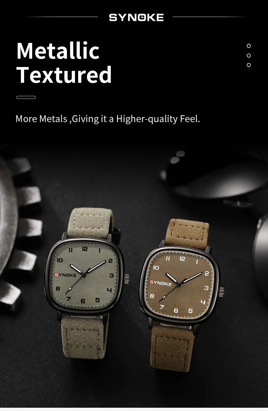 Orologio Uomo Elegante Quarzo Cinturino Similpelle Cassa Quadrata Moda Casual
