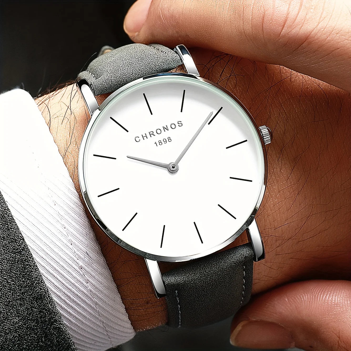 Orologio Uomo Elegante Classico Analogico Quarzo Cinturino Similpelle Moda Casual