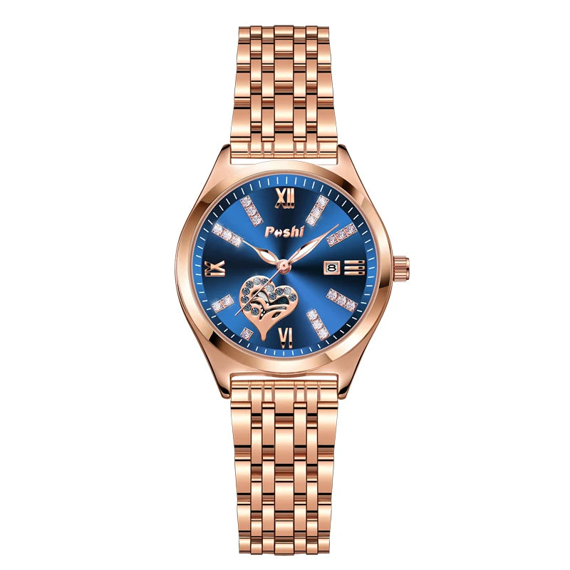 Orologio Donna Acciaio Data Elegante Moda Quarzo Resistente Acqua Cassa Lega