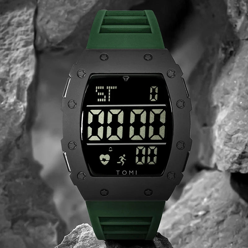 Orologio Digitale LED Uomo Sportivo Multifunzione con Contapassi Sveglia Data
