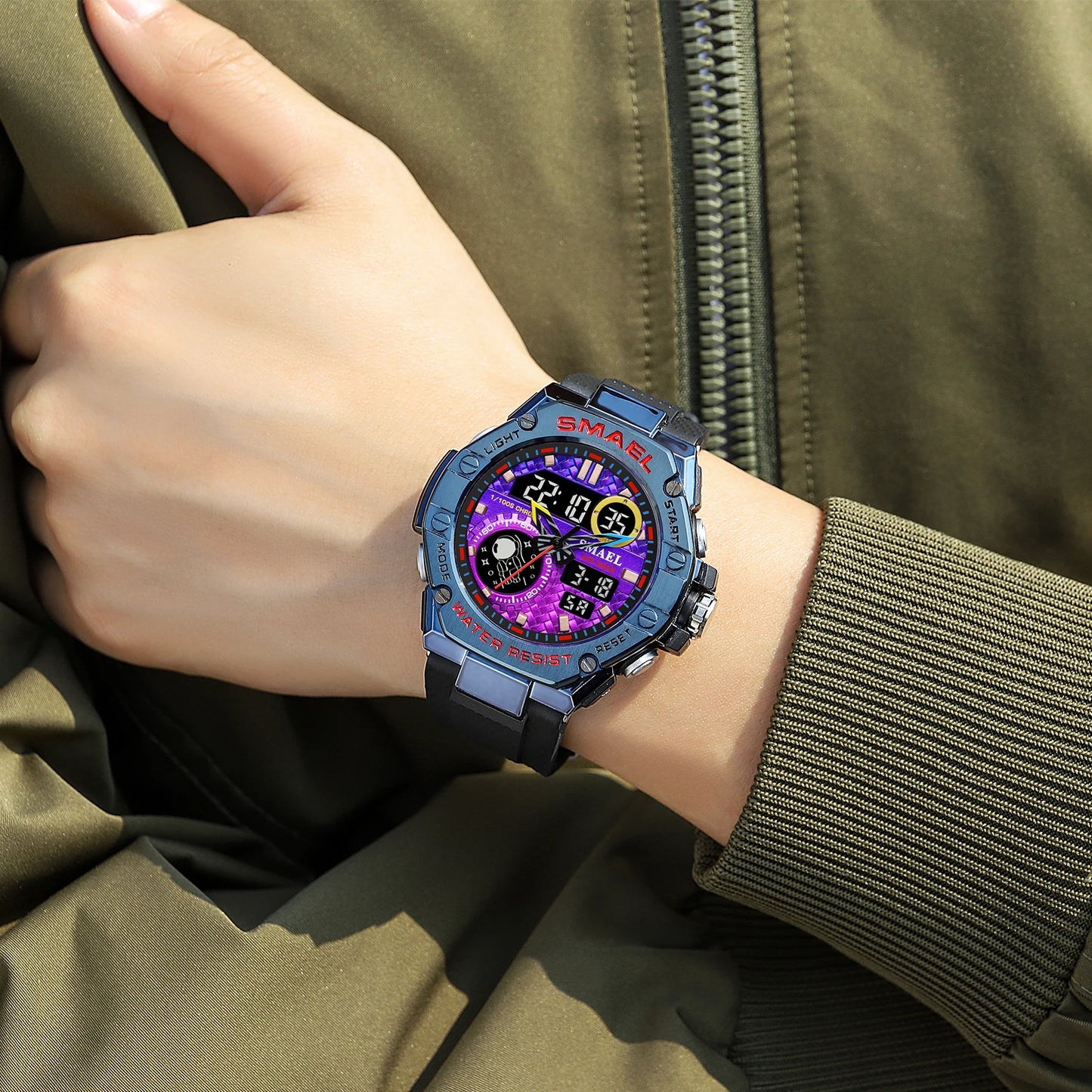 Orologio Digitale Uomo Sportivo LED Multifunzione Sveglia Cronometro Resistente