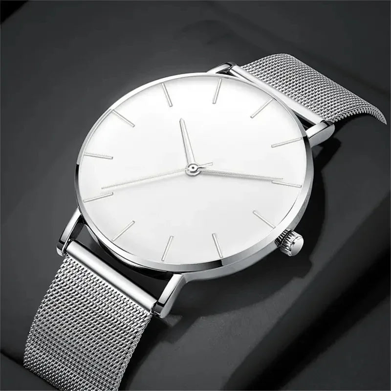 Orologio Uomo Moda Casual Quarzo – Cinturino Maglia Acciaio, Design Sottile