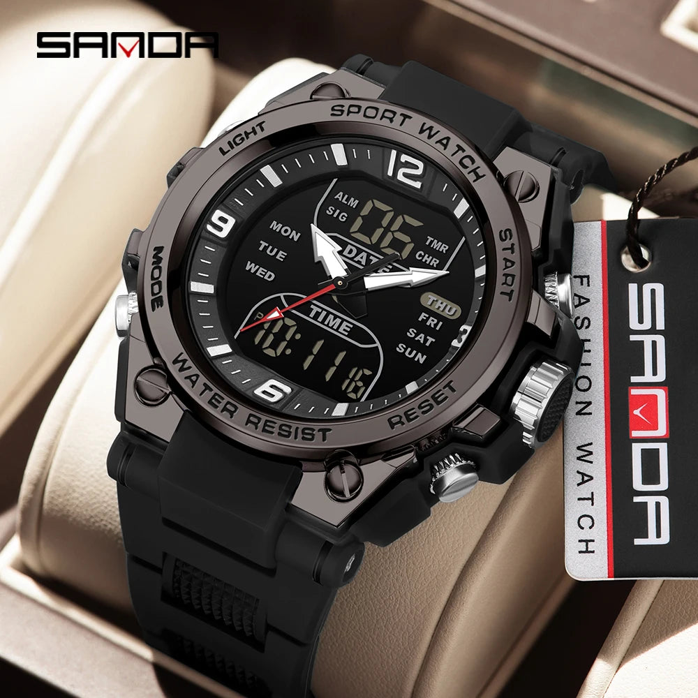 Orologio Sportivo Uomo Quarzo Analogico Digitale LED Cronografo