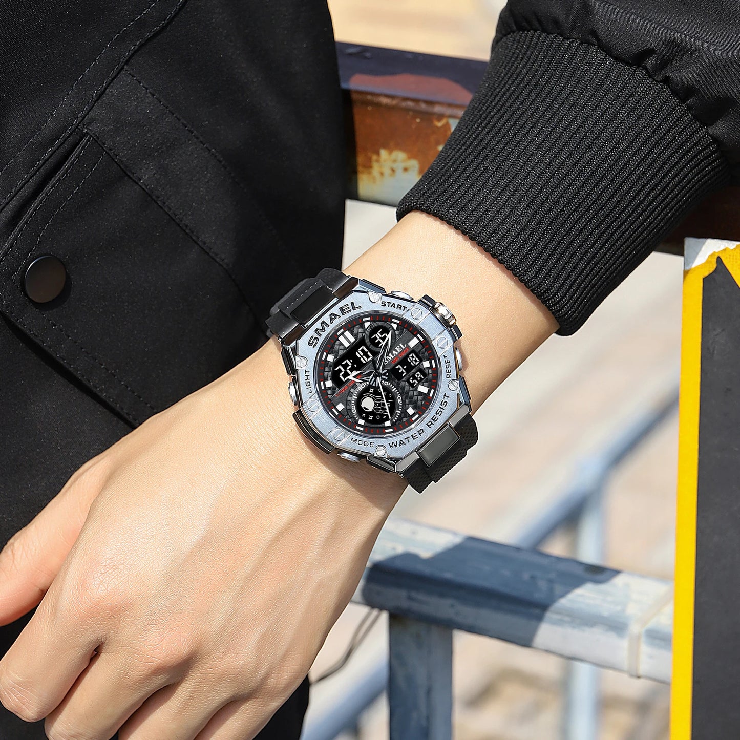 Orologio Digitale Uomo Sportivo LED Multifunzione Sveglia Cronometro Resistente