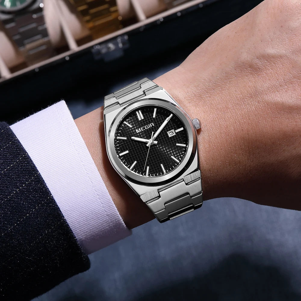 Orologio Uomo Quarzo Acciaio Data 42mm Elegante