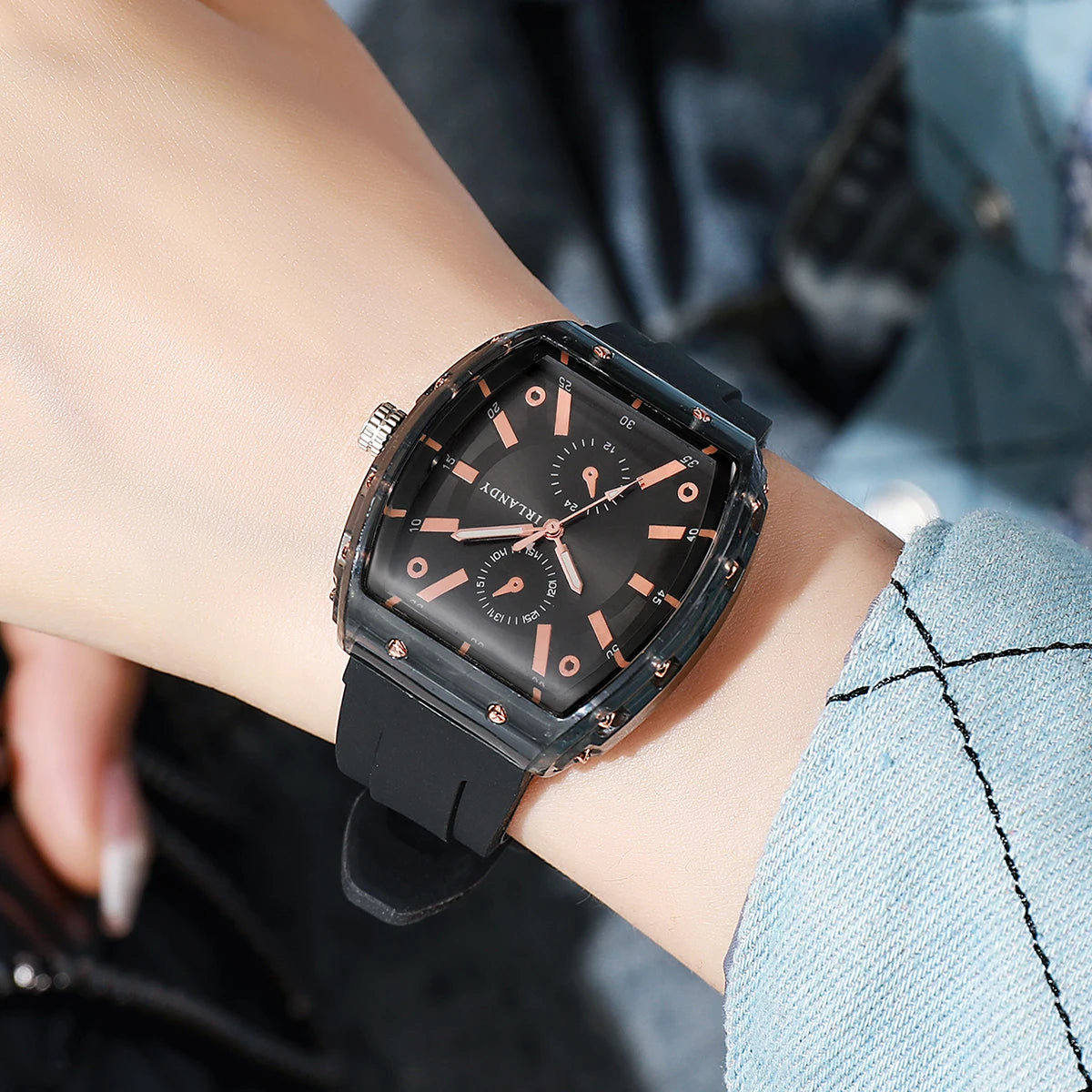 Orologio Donna Quarzo Analogico Moda Casual Elegante Cinturino Silicone Cassa Lega