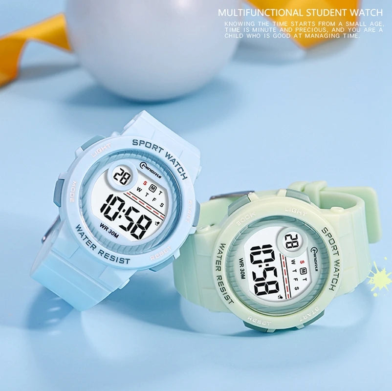 Orologio Sportivo Bambini Digitale In Gomma Con LED Sveglia Resistente All'Acqua