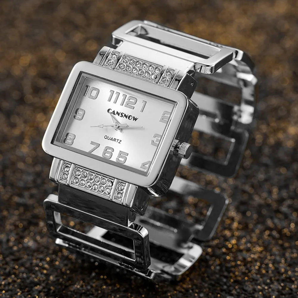 Orologio Donna a Bracciale Moda Al Quarzo Elegante Quadrante Rettangolare