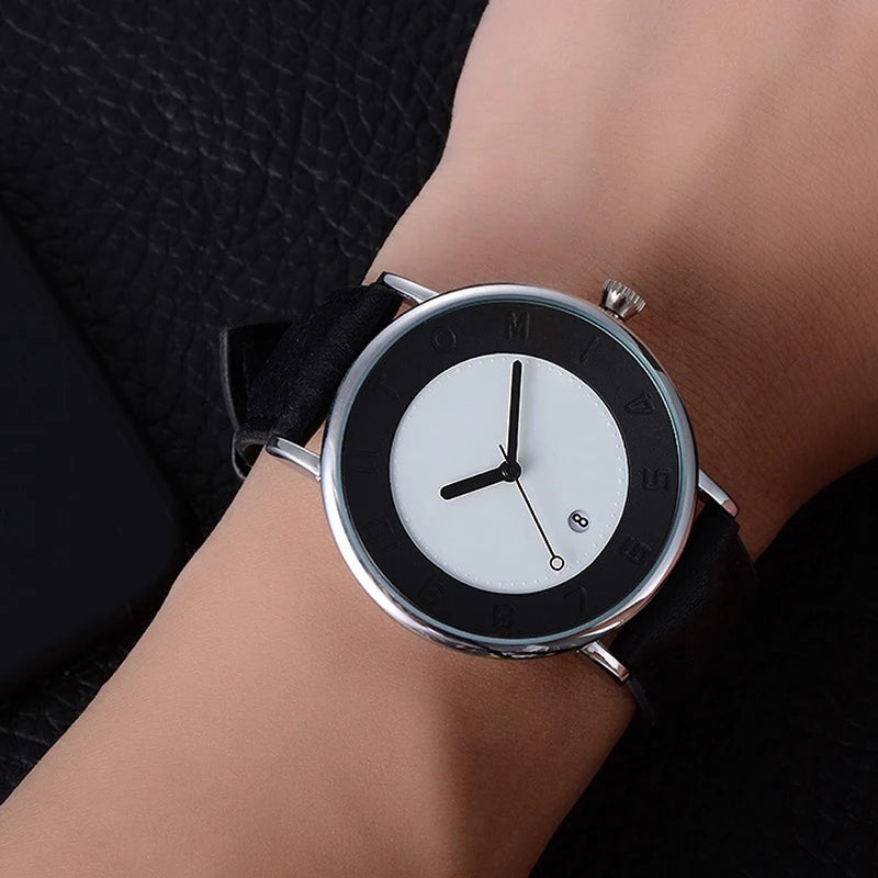 Orologio Uomo Minimalista Quarzo Cinturino Similpelle Cassa Lega Elegante