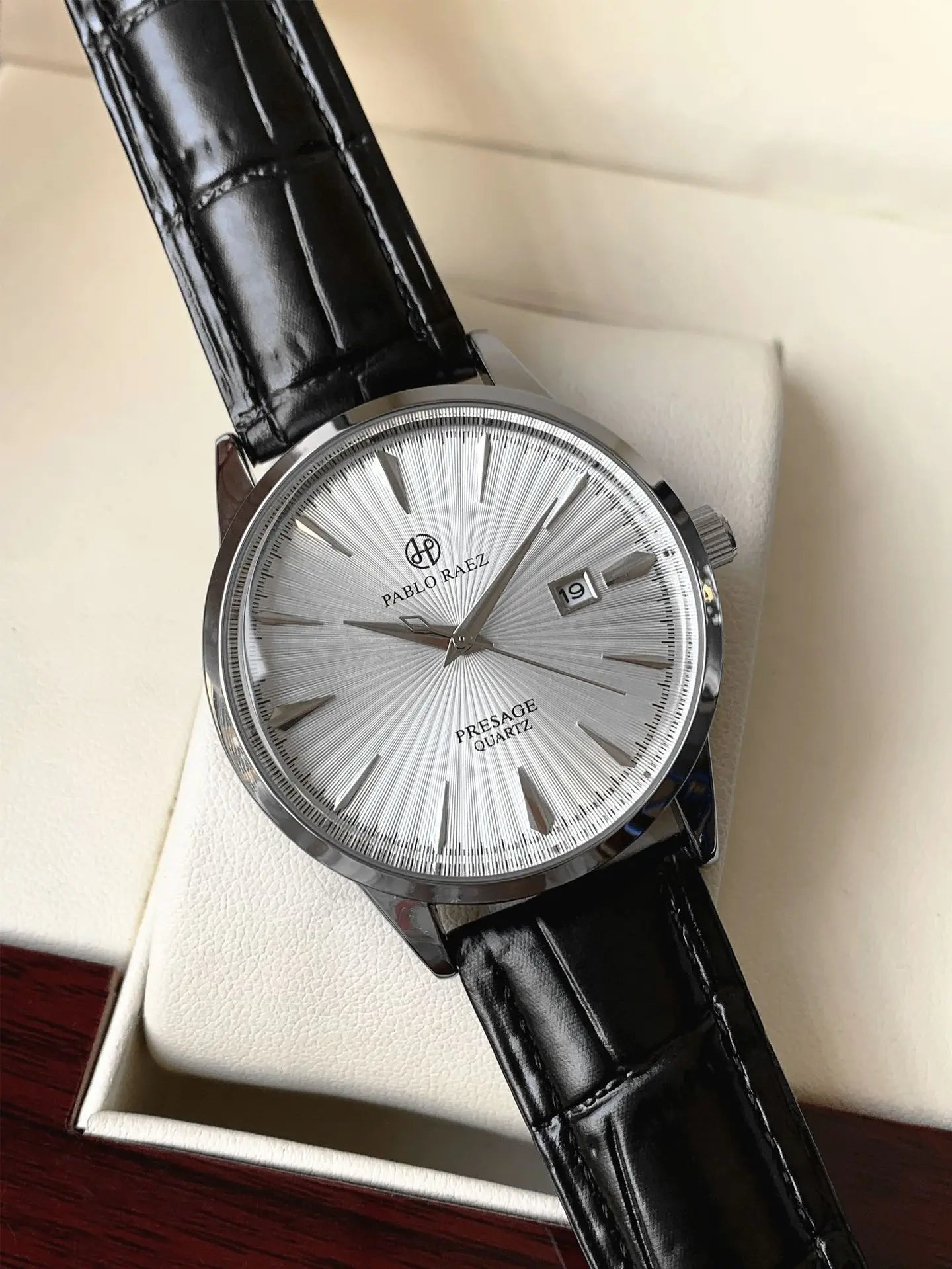 Orologio Uomo Elegante Quarzo Cinturino Similpelle Cassa Acciaio