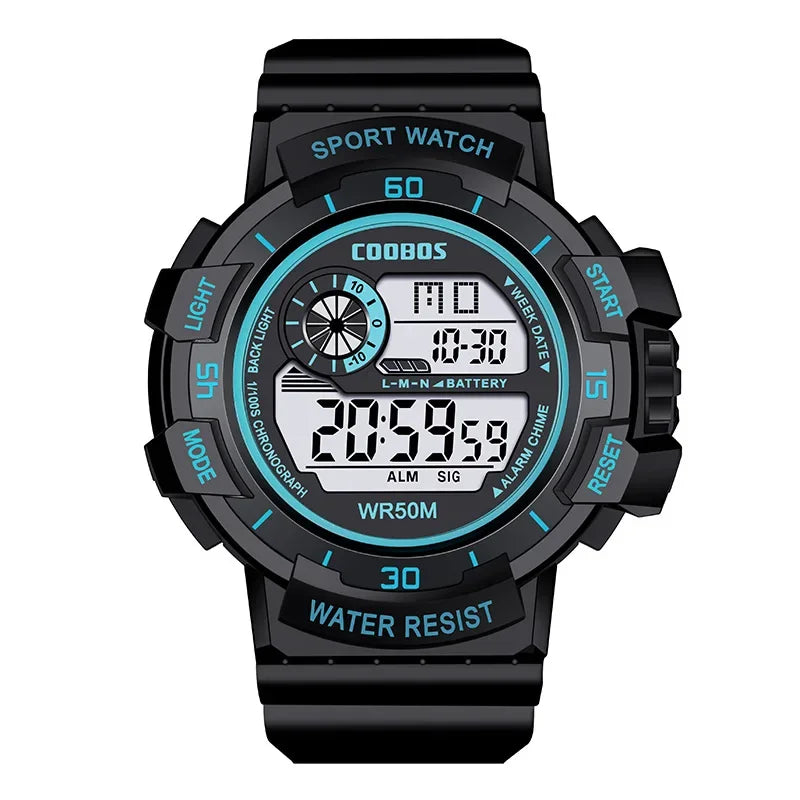 Orologio Digitale Uomo Sportivo Display LED Cinturino Silicone Quadrante 56 mm