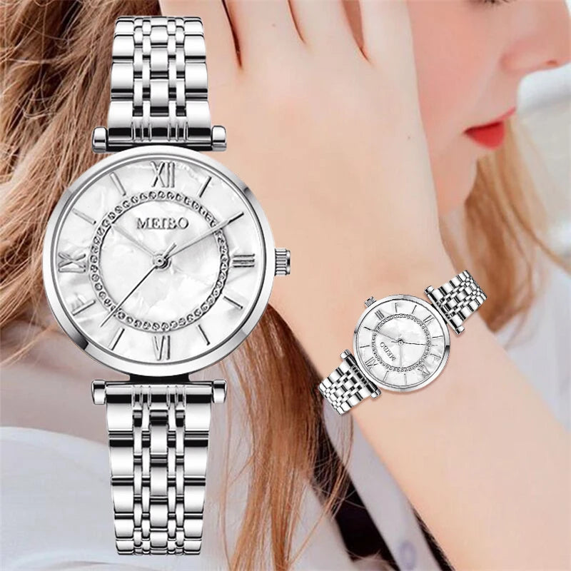 Orologio Da Donna Elegante In Acciaio Al Quarzo Moda Casual Quadrante 31mm