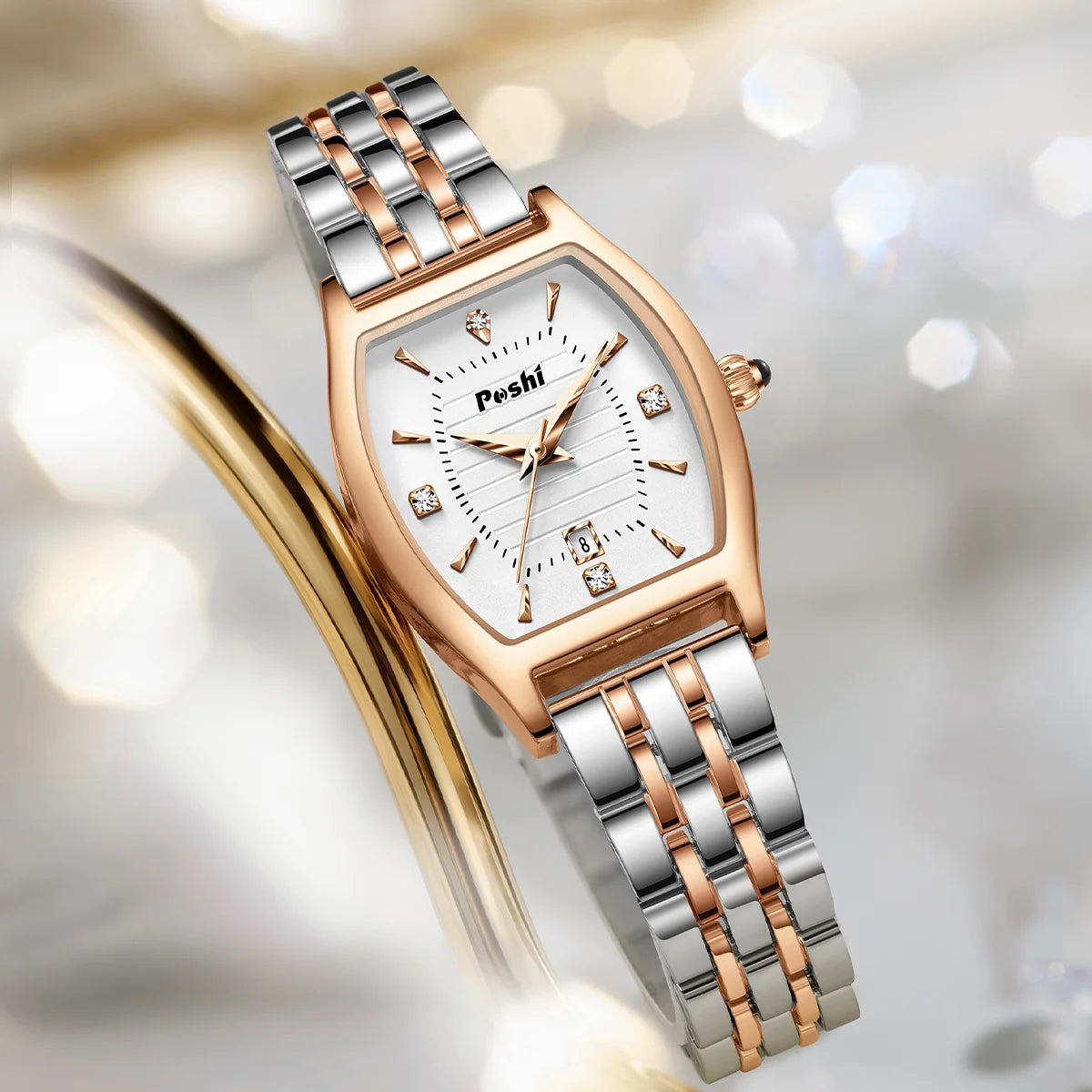 Orologio Donna Elegante al Quarzo con Data Cinturino in Lega Moda Casual