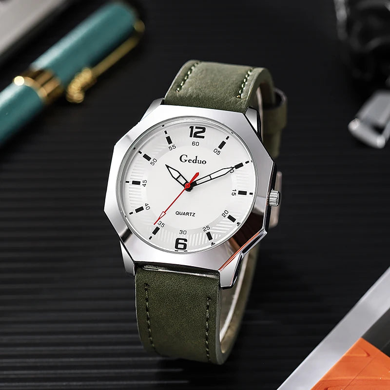 Orologio Uomo Quarzo Cinturino Similpelle Moda Casual Leggero Elegante