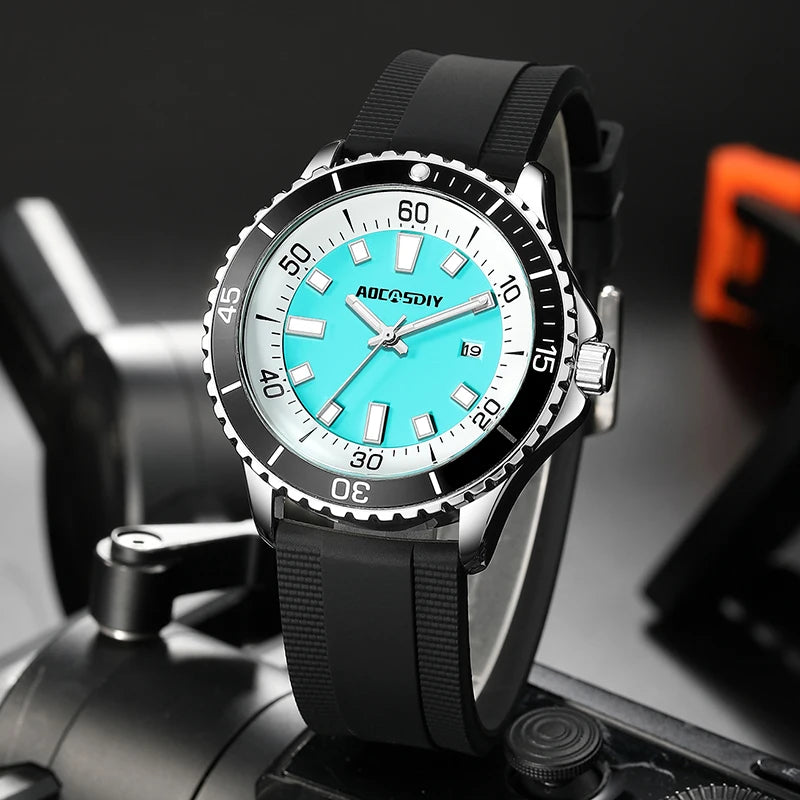 Orologio Uomo Moda Al Quarzo Con Data Cinturino Silicone Casual Elegante