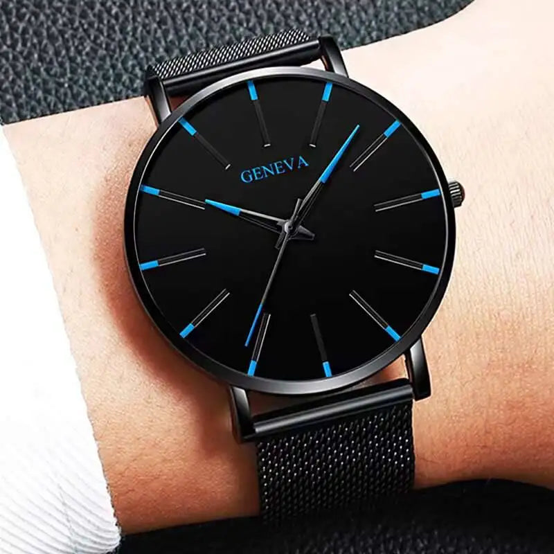 Orologio Uomo Ultra Sottile Quarzo Cinturino Maglia Elegante
