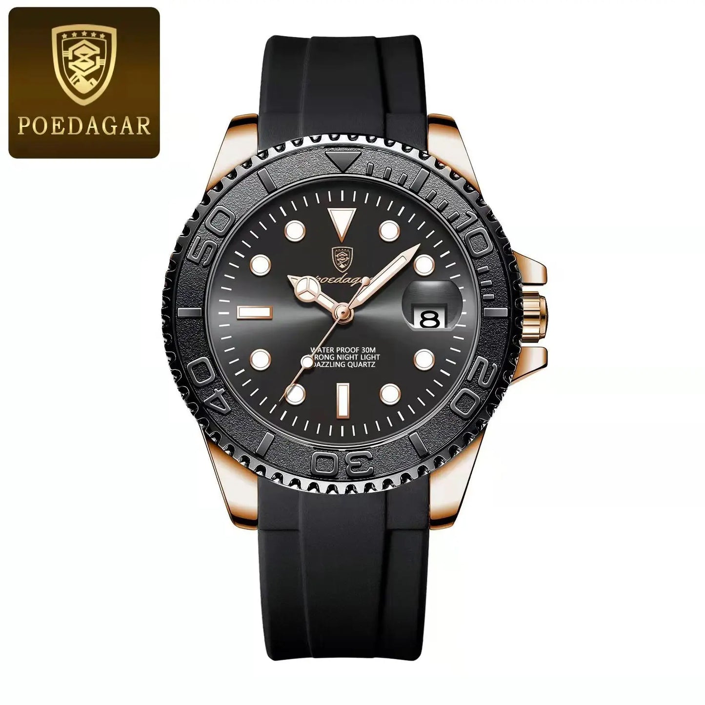 Orologio Uomo Acciaio al Quarzo con Data Lancette Luminose Elegante Casual