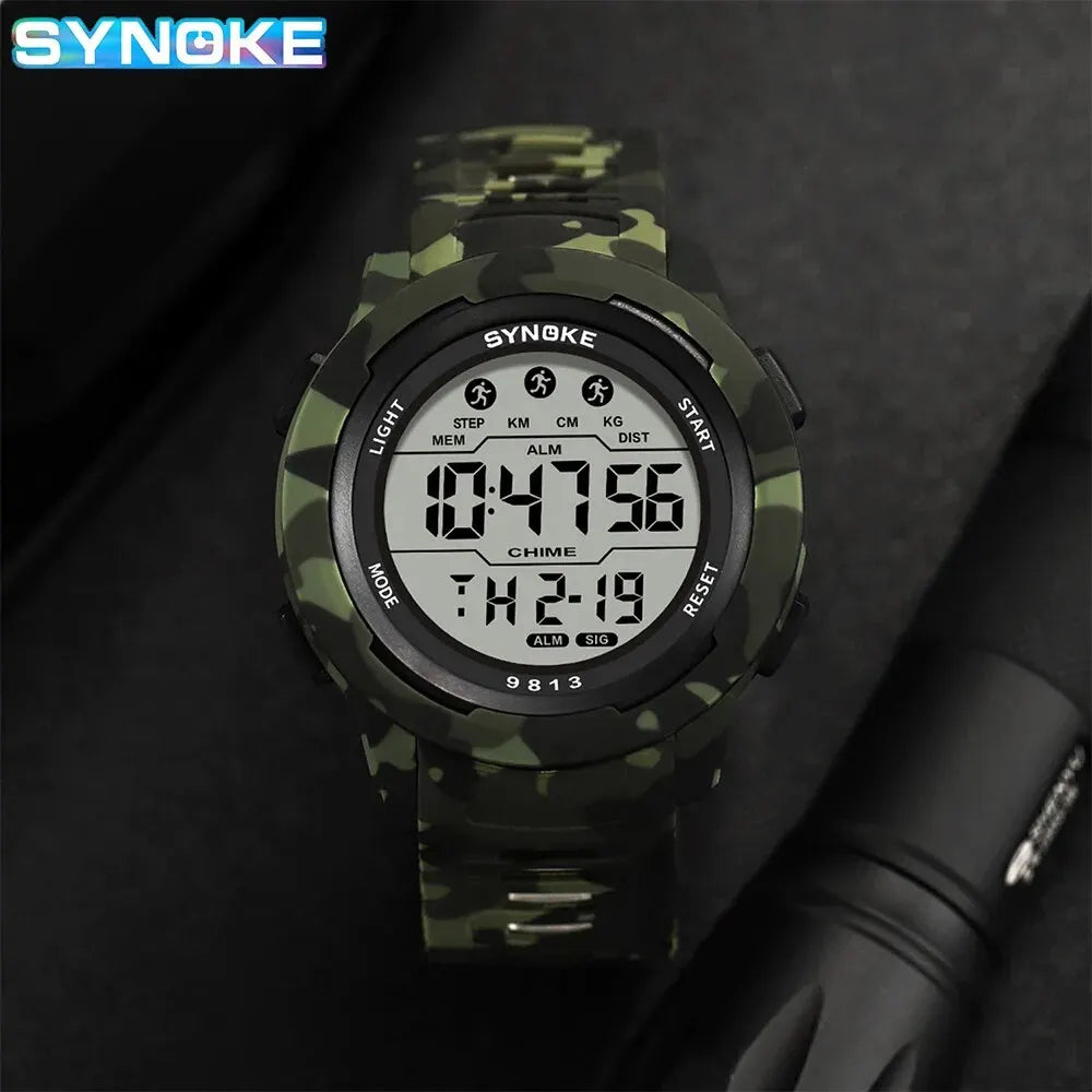 Orologio Sportivo Uomo Digitale LED Multifunzionale Impermeabile 5ATM