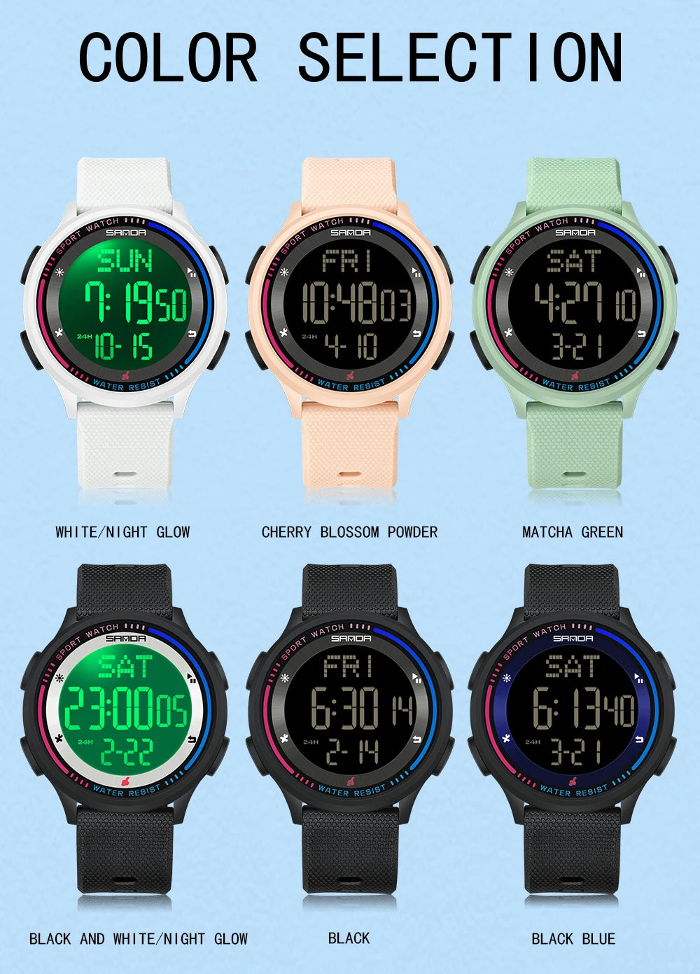Orologio Digitale Uomo Donna SANDA – Sportivo LED Contapassi Impermeabile Cinturino in Gomma