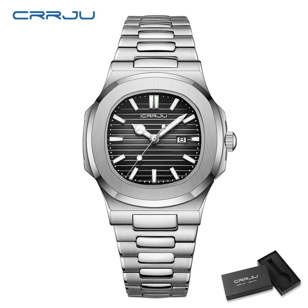 Orologio Uomo Acciaio Quarzo Con Data Moda Casual Elegante Quadrante 39mm