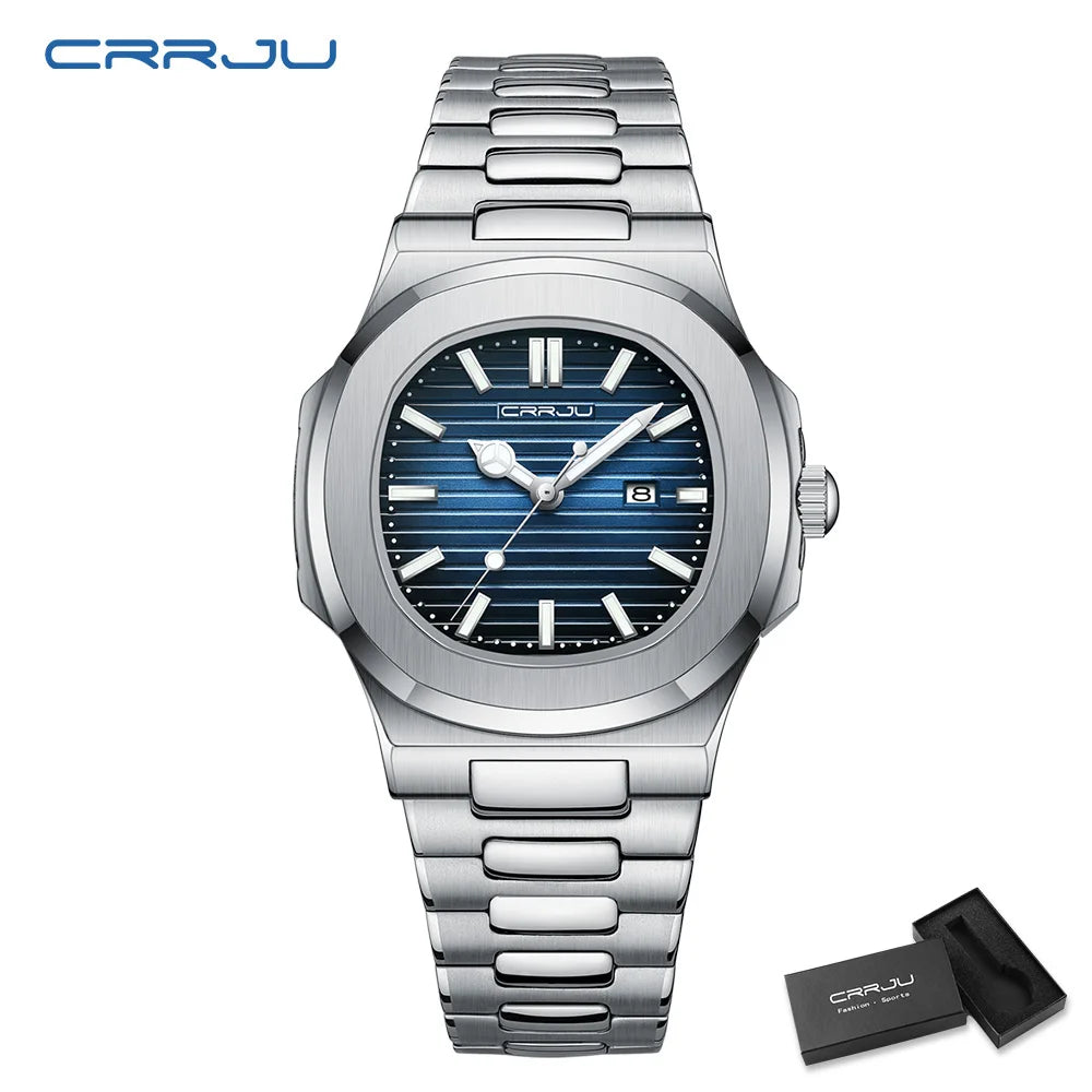 Orologio Uomo Acciaio Quarzo Con Data Moda Casual Elegante Quadrante 39mm
