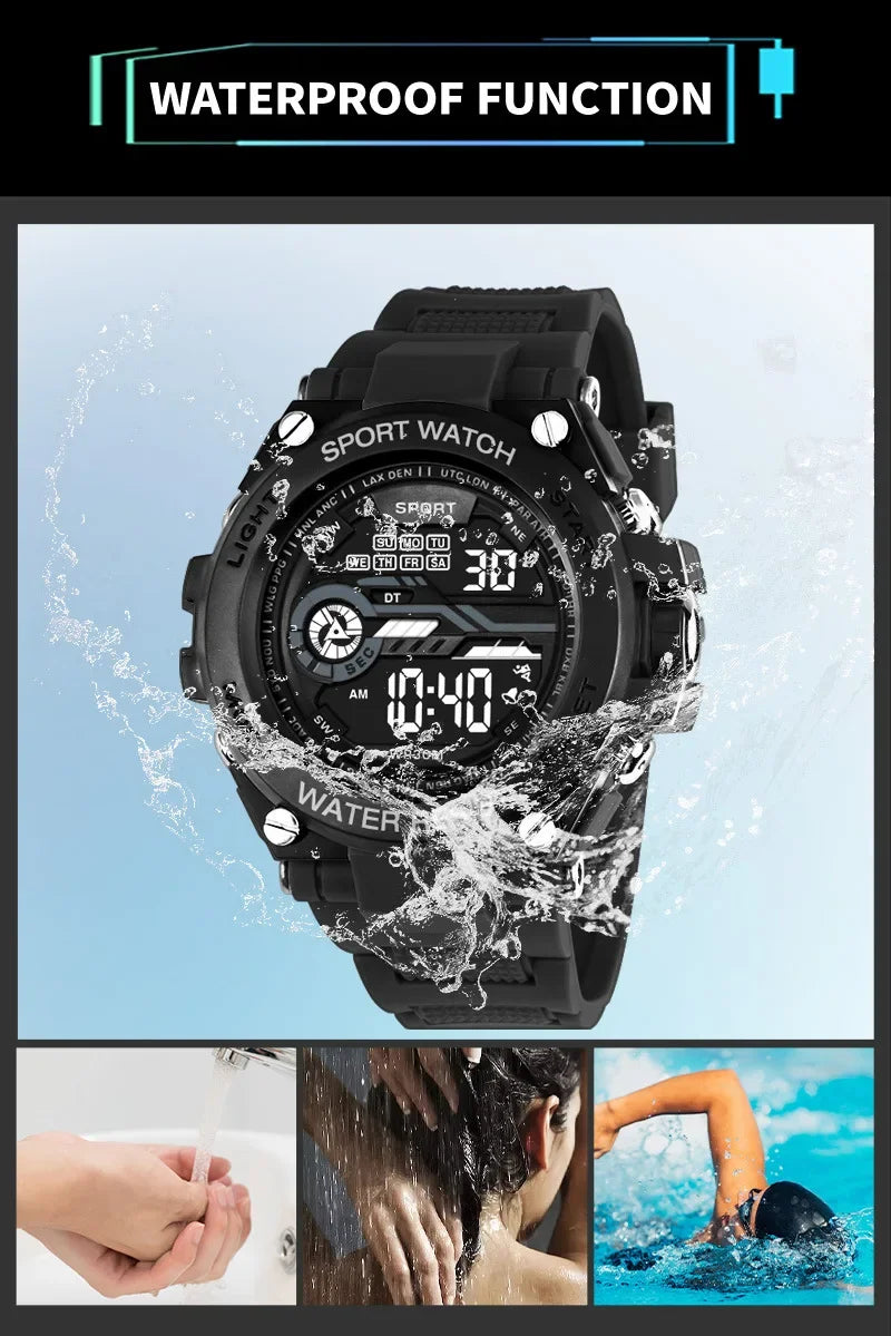 Orologio Sportivo Uomo Digitale LED Multifunzione Cronometro Sveglia