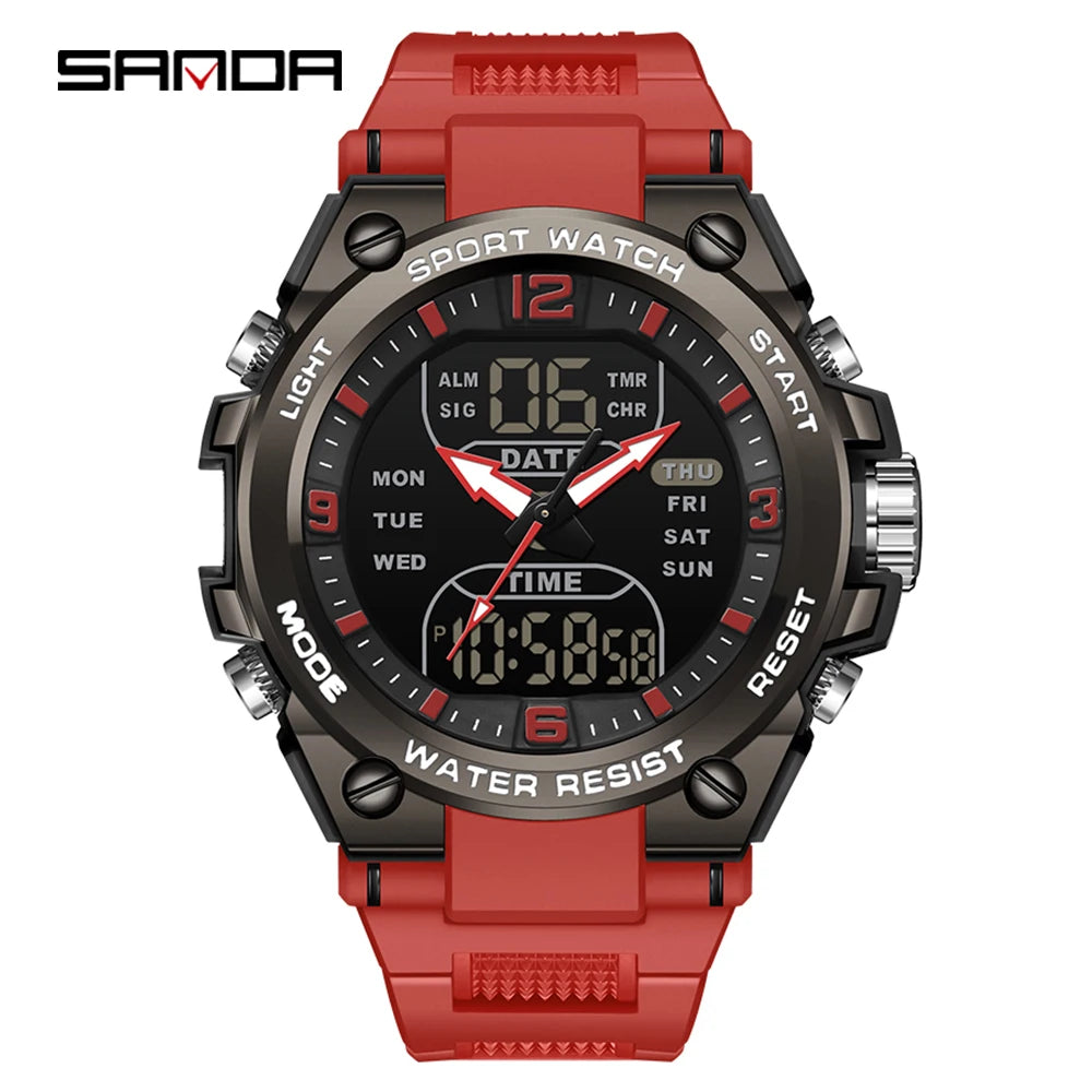 Orologio Sportivo Uomo Quarzo Analogico Digitale LED Cronografo