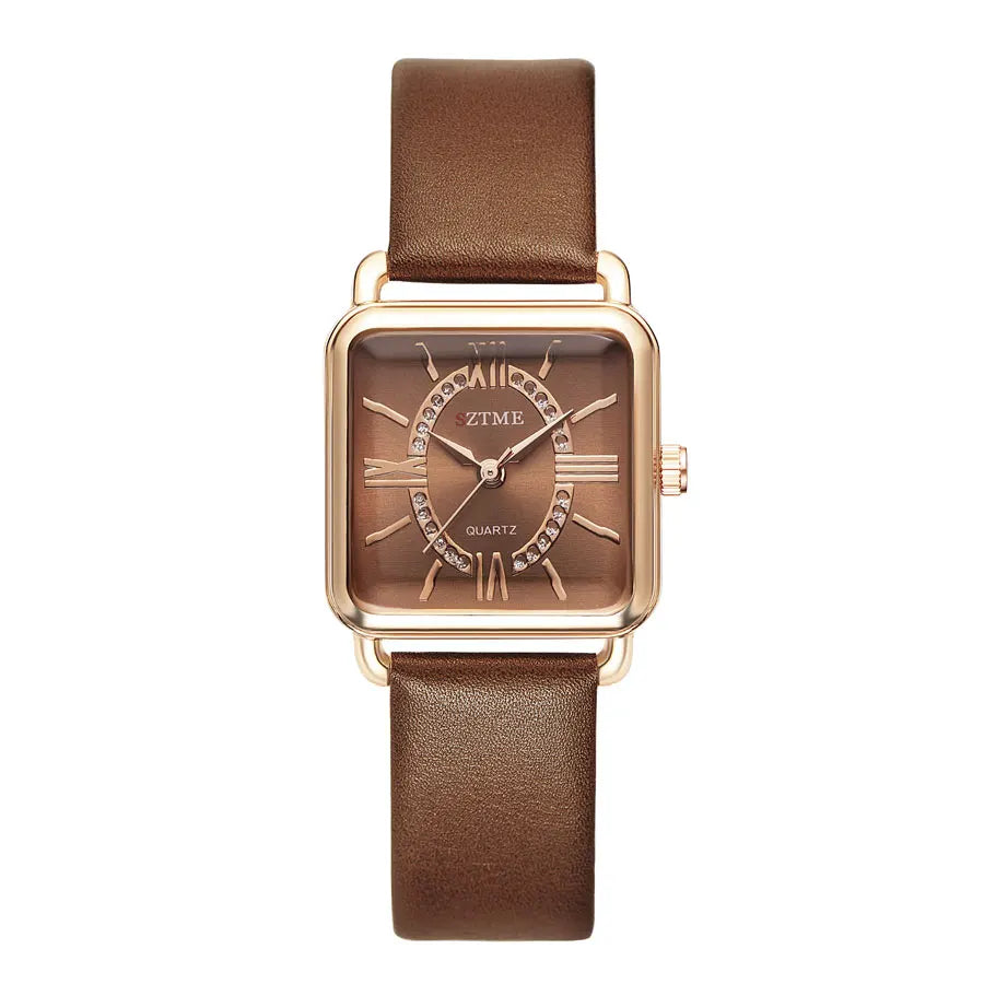 Orologio Donna Quarzo Similpelle Quadrante Quadrato 33mm Elegante