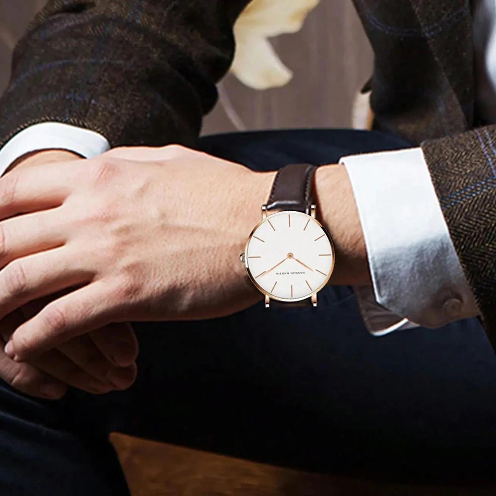 Orologio Uomo Quarzo Elegante Cinturino Similpelle 40mm