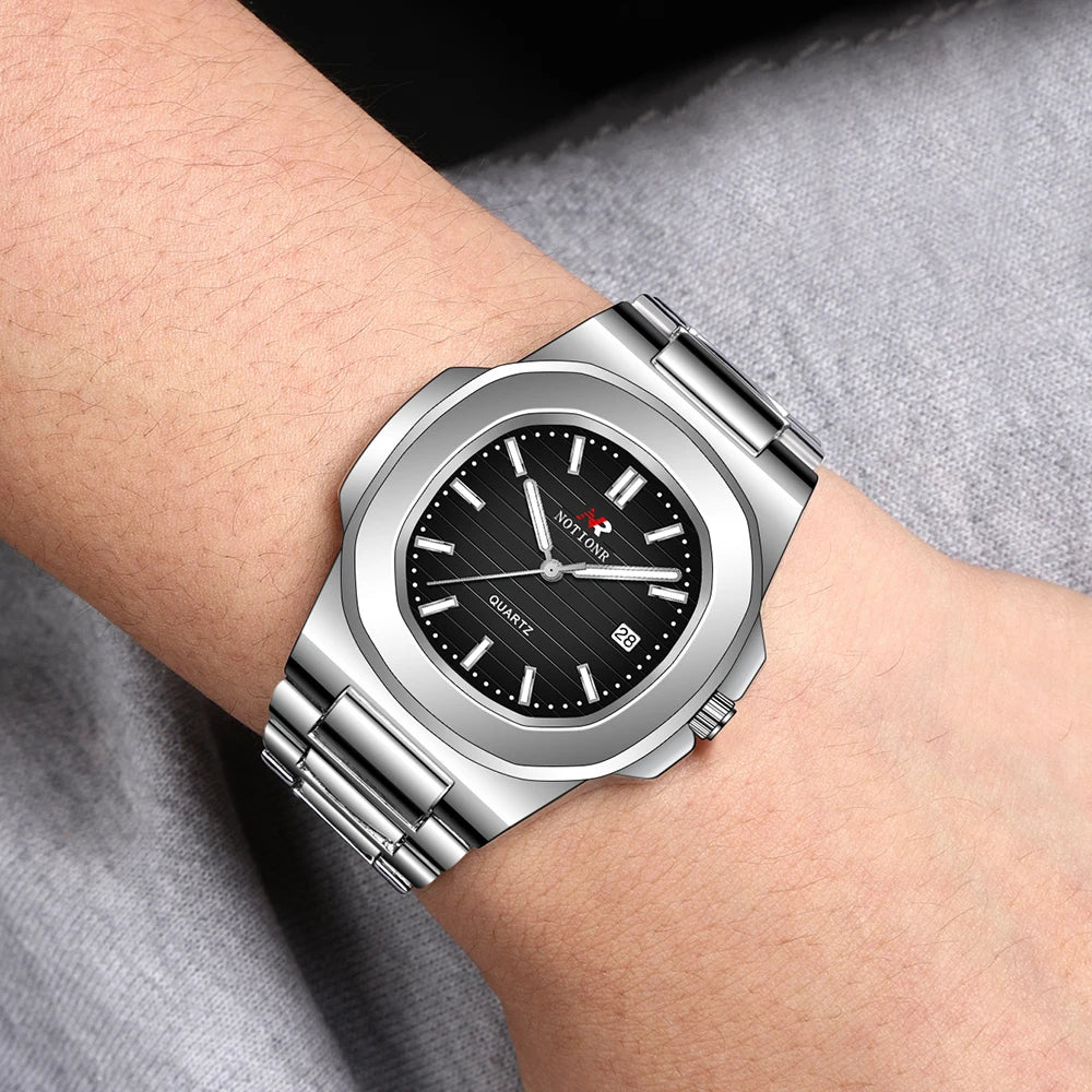 Orologio Uomo Elegante Al Quarzo In Acciaio Con Data Quadrante 40mm Moda Casual