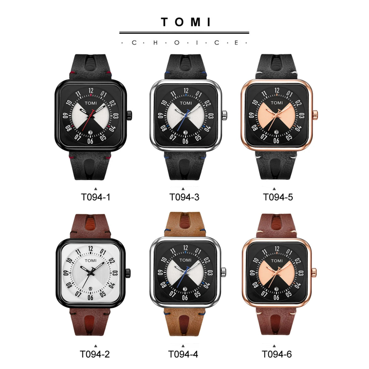 Orologio Unisex – Quadrato Moda Casual Cinturino Similpelle Quarzo Quadrante 41 mm