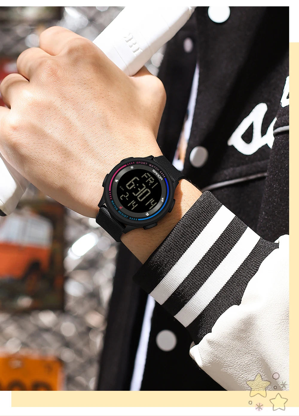 Orologio Digitale Uomo Donna SANDA – Sportivo LED Contapassi Impermeabile Cinturino in Gomma
