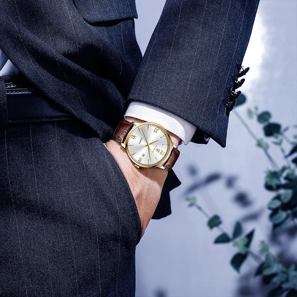 Orologio Uomo Quarzo Elegante Data Similpelle